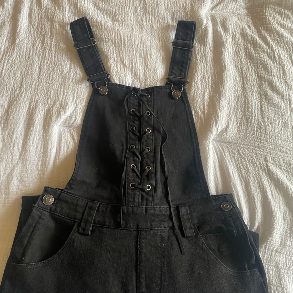 Harley Davidson Lace Up Corset Style Black Overalls